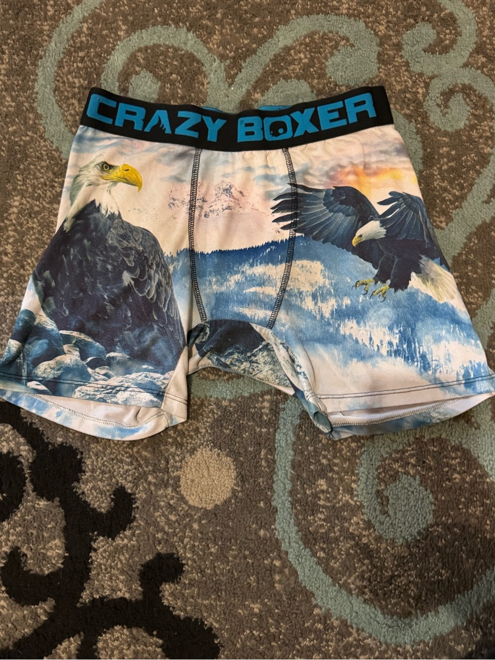 Crazy Boxer Men’s Eagle Print Boxer Briefs - Blue
